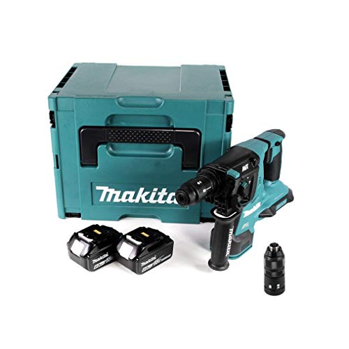 Makita DHR 281 GJ Brushless Akku Bohrhammer 28 mm 2x 18 V für SDS-PLUS mit Schnellwechselfutter im Makpac + 2x 6,0 Ah…