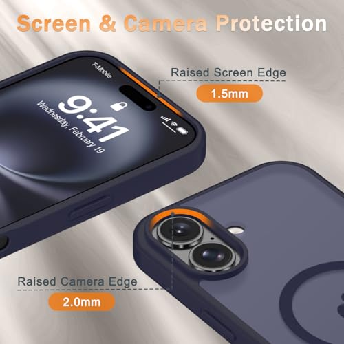 Image of YENAPOON for iPhone 16 Plus Case, Matte Magnetic Phone Cover [with 1 Screen Protector] [Support for MagSafe] [Shockproof Military Grade Protection] Translucent Frosted Back, Deep Purple