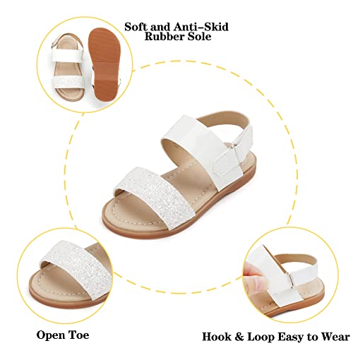 Image of PHIRAMIN Toddler Girl Sandals - Flower Girl Dress Shoes Open Toe Little Kid Flats