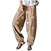 AECBUY Pantalons Femmes Longue Boyfriend Pant Stretch Sarouel Fluide Été Élastique Sweat Pants Femme Lin Imprimée Plissé De Travail