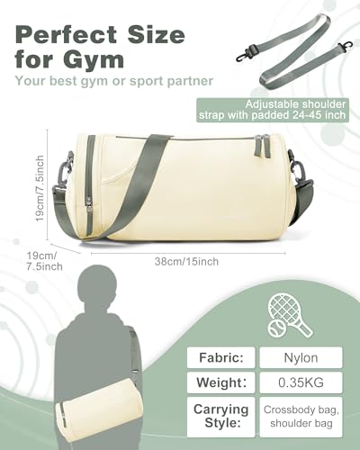 Image of Small Gym Bag for Women Waterproof Mini Duffle Bag Womens Spotrs Workout Bags Small Travel Duffel Bag with Wet Pocket Carry on Weekender Bags for Dance Swimming,Gym,Yoga,Fitness Beige Green