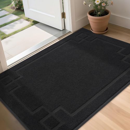 Image of BEQHAUSE Door Mat 36 inch x 60 inch, Non-Slip Door Mats Indoor Washable, Black