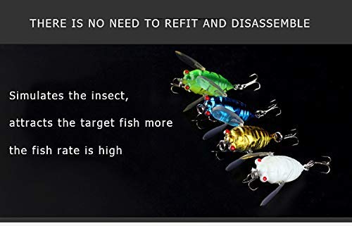 4.5cm 6.5g Floating Topwater Hard Baits Luminous Colors Fishing Tackle 1Pcs Insects Cicada Artificial Fishing Lure with Treble Hooks 2