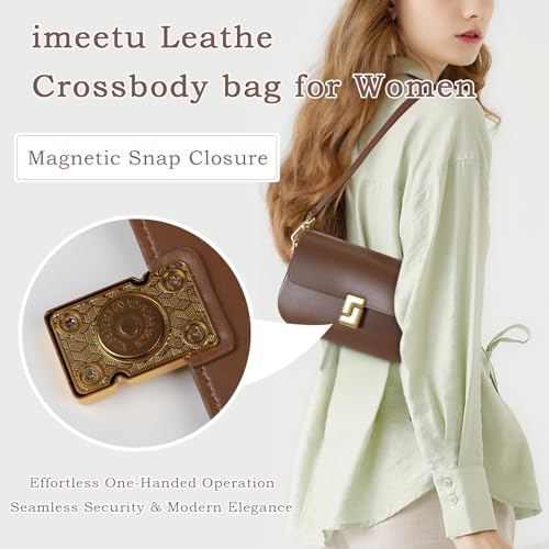 imeetu Soft Leather Crossbody Bag for Women, Top Handle Shoulder Bag Removable Shoulder Straps (Apricot Orange)3