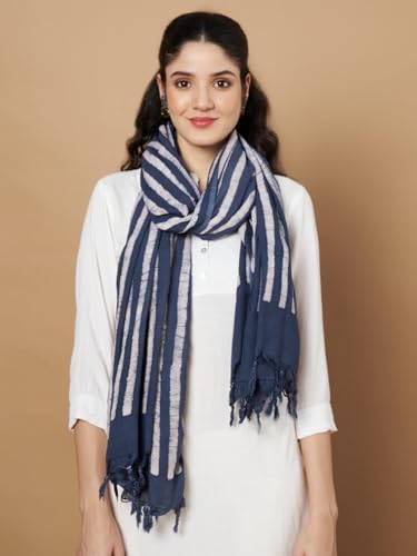 Image of Women's Cotton Rayon Bandhani Print Dupatta with Tassels 2.25 Meters | Women's cotton printed dupatta with tassels.