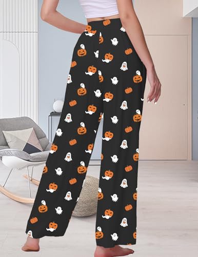 Image of Veseacky Women's Wide Leg Lounge Pants Yoga Pajamas Comfy Stretch Drawstring Pajamas Puls Size Dance Bottoms S-4XL