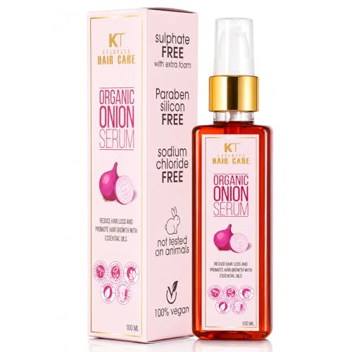 Image of KT Professional Organic Onion Leave-In Hair Serum | Reduce Hair Fall, Strengthen Roots, Promote Growth | Lightweight & Non-Greasy | Safe for long-term daily use | 100ML