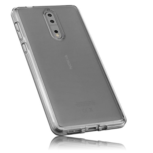 mumbi Funda Compatible con Nokia 8 Sirocco Caja del teléfono móvil, Negro Transparente