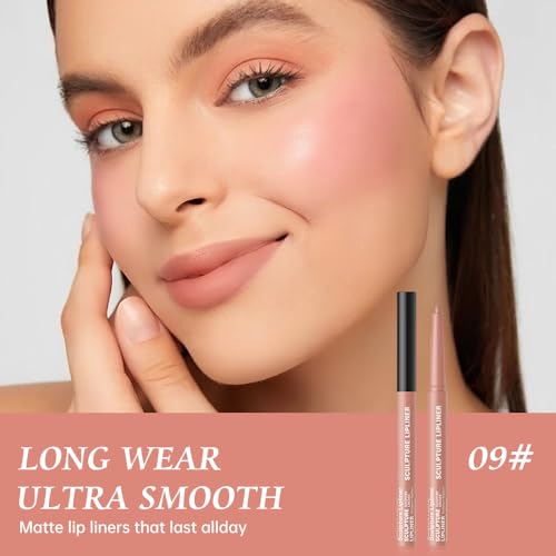 Image of 12 Colors Matte Lip Liner Pencil - Long Lasting Waterproof Lip Liner, Smudge Proof Transfer Proof Lip Pencil, High Pigment Lip Makeup for Defining & Filling Lips (09#, 1PCS)