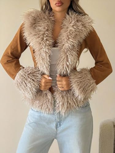 Women's Winter Coat Faux Fur & Suede Jacket, Retro Sexy, Autumn/Winter3
