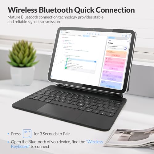 Rii Keyboard Case for iPad 10th Generation 10.9 inch 2022,Magnetic Style with Multi-Touch Trackpad, Backlit Rechargeable Bluetooth Keyboard for iPad (Black, 10th 10.9inch) by Rii - Image 3