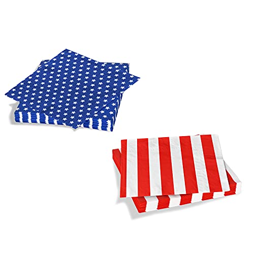Gatherfun American Flag Patriotic Party Supplies Disposable Paper Napkins Cocktail Napkins For Veterans Day Election Day 4Th Of July Independence Day Decorations, 40 Pack Of Stars+40 Pack Of Stripes #TOP5