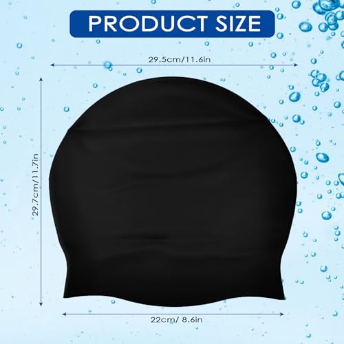 Dalephoric Gorro de Natación Mujer, Gorro Piscina Mujer de Silicona, Impermeable, Tejido Elástico y Secado Rápido, Swimming Cap, Suave y Cómodo, para Pelo Largo, Trenzas, Rizos y Afro, Negro