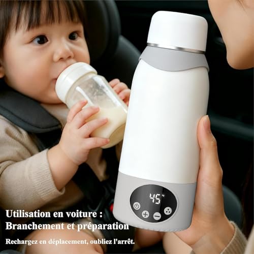 Chauffe Biberon nomade 500ML de voyage, Couvercle-tasse inclus, Batterie longue durée, Chauffe en 3 minutes, Contrôle précis de la température – vue 2