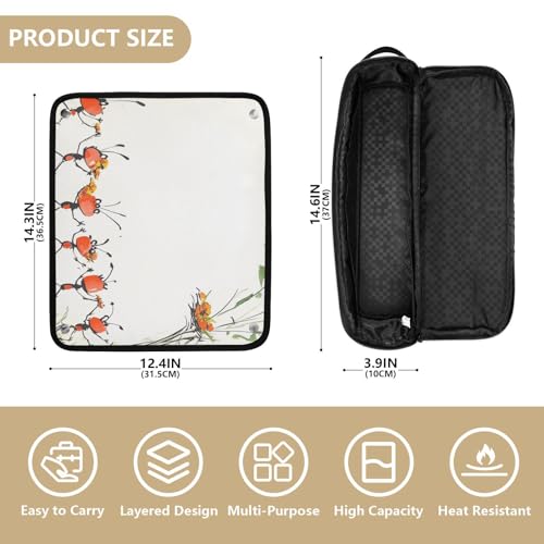 Organizador 2 en 1 para herramientas de cabello con tapete resistente al calor extraíble, impermeable para planchas, rizadores y secador, rojo miniatura 4
