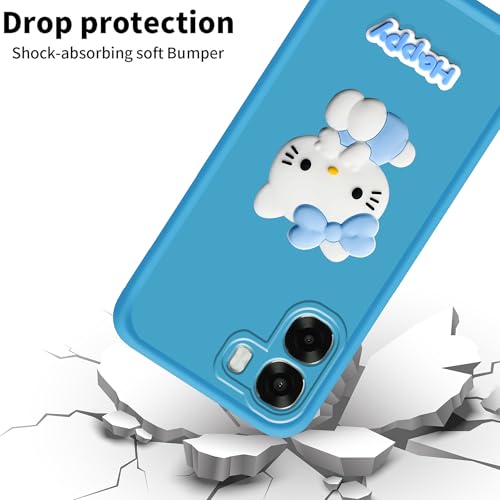 Amazon Basics 3D Happy Kitty Silicone Case for Oppo A6X 5G (Blue) - Image 6