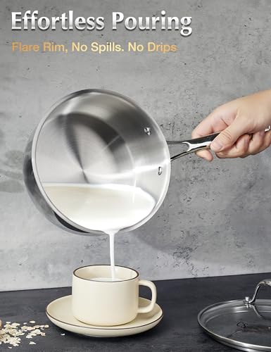Image of KOCH SYSTEME CS 6PCS Tri-Ply Stainless Steel Pot Set with Lids 2 & 3 & 8QT | 18 /10 Stainless Steel Saucepan Set, Non Toxic, Stay-Cool Handles, All Cooktops Compatible, Oven Safe, Dishwasher Safe