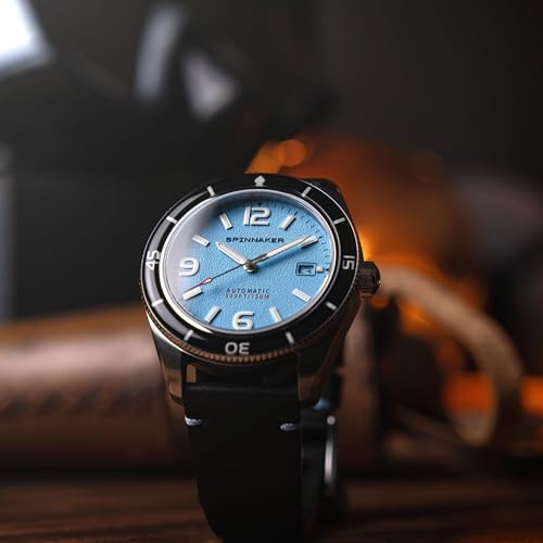 Image of Spinnaker Fleuss Men's Automatic Dive Watch - Miyota 8215 Movement, 43mm Stainless Steel Case, 150m Water Resistant, Leather Strap, SP-5055