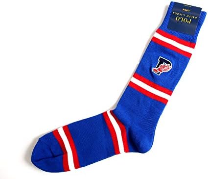 Amazon アウトレット品 ポロ ラルフローレン Multi Stripes Mercerizet Slack W Emb P Wings Socks マルチストライプ Pウィング 刺繍 ハイソックス ラインソックス 靴下 ブルー スポーツソックス 通販
