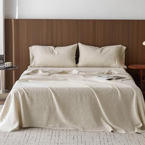 Simple&Opulence 100% Washed Linen Sheet Set-Natural French Flax Bed Sheet-4