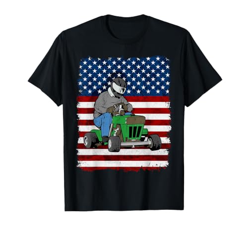 Lawn Mower Racing American Flag T-Shirt T-Shirt, Men...