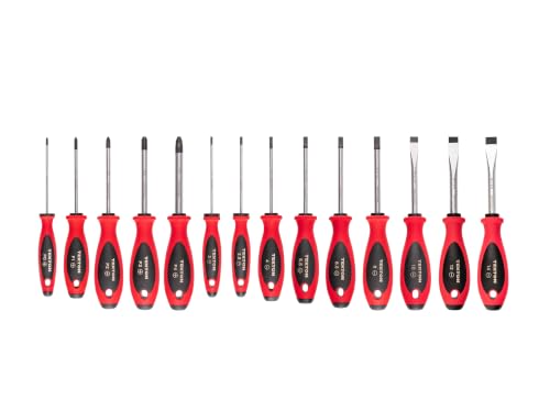 Image of TEKTON Phillips and Slotted Screwdriver Set, 14-Piece | DWZ90007 | 4 Inch Shanks, P0 - P4, 3 - 14 mm