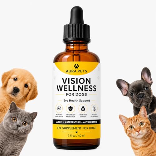 Aura Pets Advanced Vision Formula for Dogs Support Eye Health with Lutein Zeaxanthin Astaxanthin Helps Maintain Clear and Reduces Cloudiness 2 Fl oz (1 Pcs)
