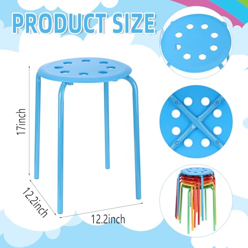 Image of Lounsweer 10 Pcs Classroom Stacking Stools with 24 Dry Erase Table Dots Circles Portable Nesting Seating Stools for Office Preschool Kindergarten Elementary Flexible Seating