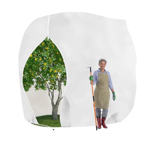 Kimgull 1 Stück Winterschutz für Pflanzen Frostschutz Schutzhülle Winterschutz Kübelpflanzensack mit Zugband, Wiederverwendbar Winter Pflanzenschutzsack Atmungsaktiv Reißfest 250x360CM (Weiß)