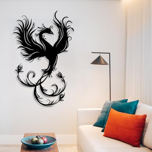 Metal Phoenix Wall Decor, Phoenix Bird Boho Wall Art, Flying