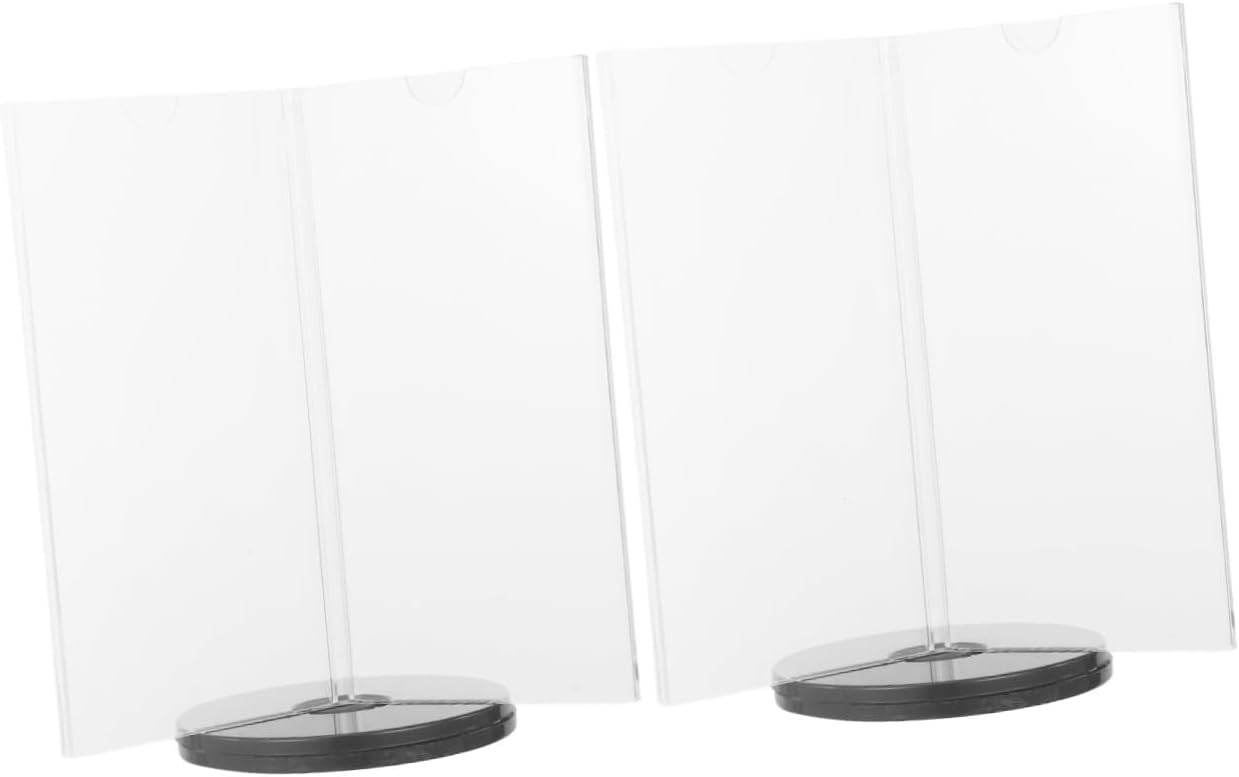 LALAFINA 2pcs Desktop Multi-Sided Acrylic Menu Holder Stand Sided Rotating Display for Restaurant Hotel Office Event for Easy Viewing