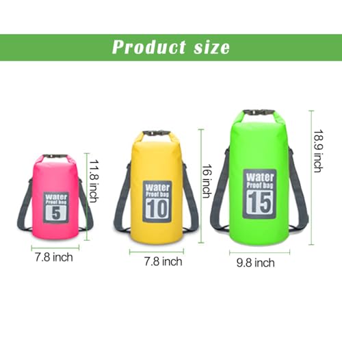 Dry Bag Waterproof blanco, 15L mochila impermeable de almacenamiento seco ligera con cierre enrollable para viaje, natación, navegación, kayak, camping y playa miniatura 2