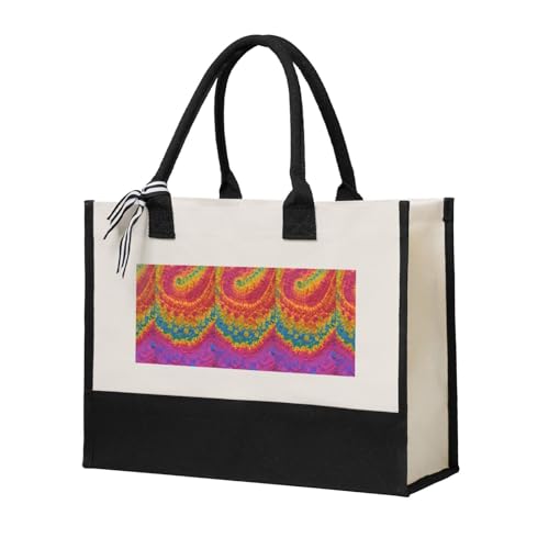 Sac fourre-tout en toile imprimé tie dye hippie pour les cours la plage et le shopping
