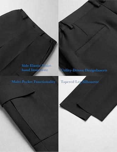 Tapered Chef Pants with Side Elastic Waistband and Cargo Pockets – Professional Kitchen Work Pants3