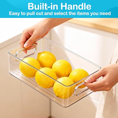 LotFancy-Refrigerator-Organizer-Bins-4-Pack10x6x3-in-BPA-Free-Clear-Plastic-Storage-Bins-for-Pantry-Organization-Stackable-Containers-with-Handles-for-Fridge-Kitchen-Drawer-Freezer-Cabinet