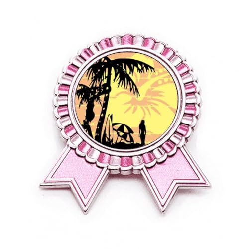 Pin's cocotier plage et fleur rose : la médaille en métal pour sublimer vos looks d'été