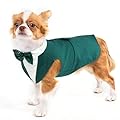 Dog Waistcoat, Dog Shirt Dog Tuxedo for Wedding Large Dog Suit Wedding Costume for Dogs Dog Bow Tie(DarkGreen, S)