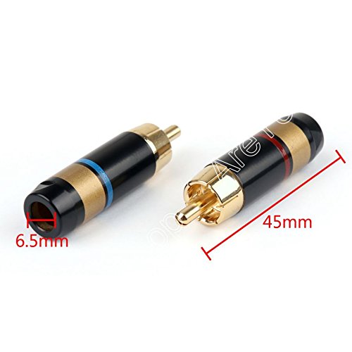 20PCS Copper RCA Plug Audio Cable Male Connector Adapter Connector Soldering Phono Male for 6.6mm Cable