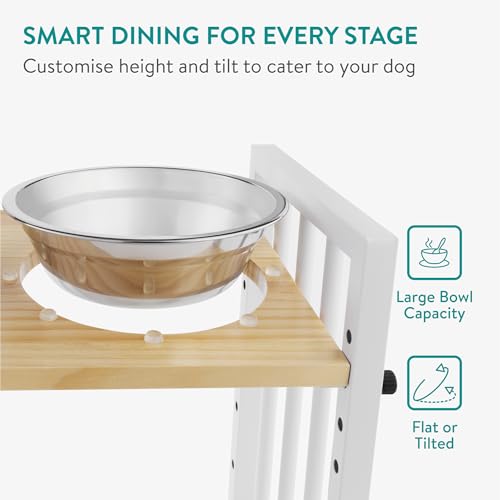 Navaris Hundenapf erhöht - Höhenverstellbarer Hundenapf Grosse Hunde - Aus Edelstahl 304 - Spülmaschinengeeignet - Einfache Montage - 1180ml pro Napf - Inklusive Klebepunkte
