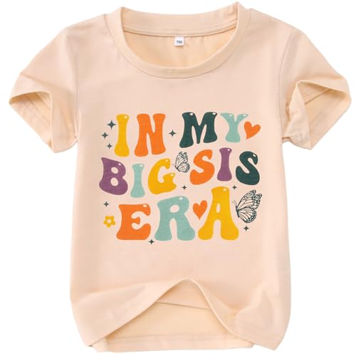 Image of BOUTIKOME in My Big Sis Era Shirts Toddler Baby Girl T-shirt Summer Tops Big Sister Announcement Outfit Short Sleeve Tee