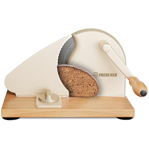 Manual Sourdough Bread Slicer, Adjustable Slice, Hand-Cranked Bread Slicer with Ergonomic Handle, Serrated Edge 316 Stainless Steel Blade, Suction Cup Base, Homemade & Commercial Bread Cutting Tool