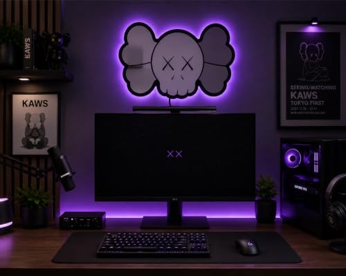 Image of AD INFINITUM LED Wall Lamp, Comic Lover, Bat Cave, Night Lamp, for Gift, Kids Room, Gaming Setup, Gaming Room, Man Cave (KAWS face Mirror Backlit)