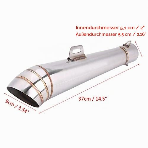 51mm Edelstahl Motorrad Auspuff Schalldämpfer, Universal GP-Auspuffendstück für Motorrad ATV