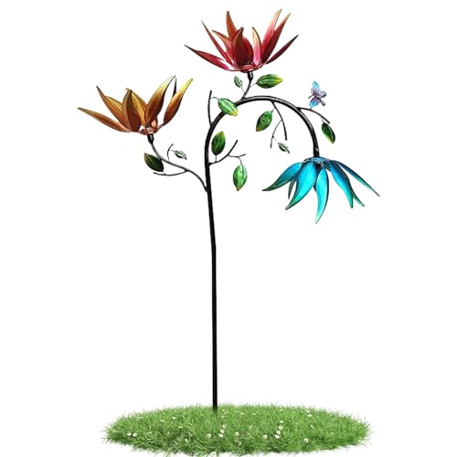 Outdoor Wind Spinner, Sunflower Kinetic Sculptures Metal Windmill Garden Decor, Decorative Wind Spinners For Yard Porch And Garden, Wind Powered Kinetic Art Garden Decorations