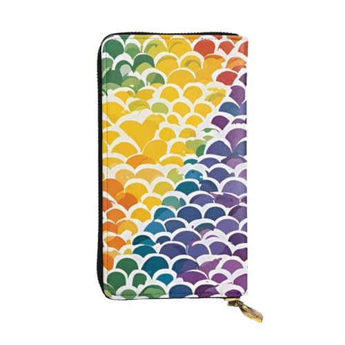 Portefeuille Gay Pride en cuir noir à motif arc-en-ciel pour femme 19x10,5 cm