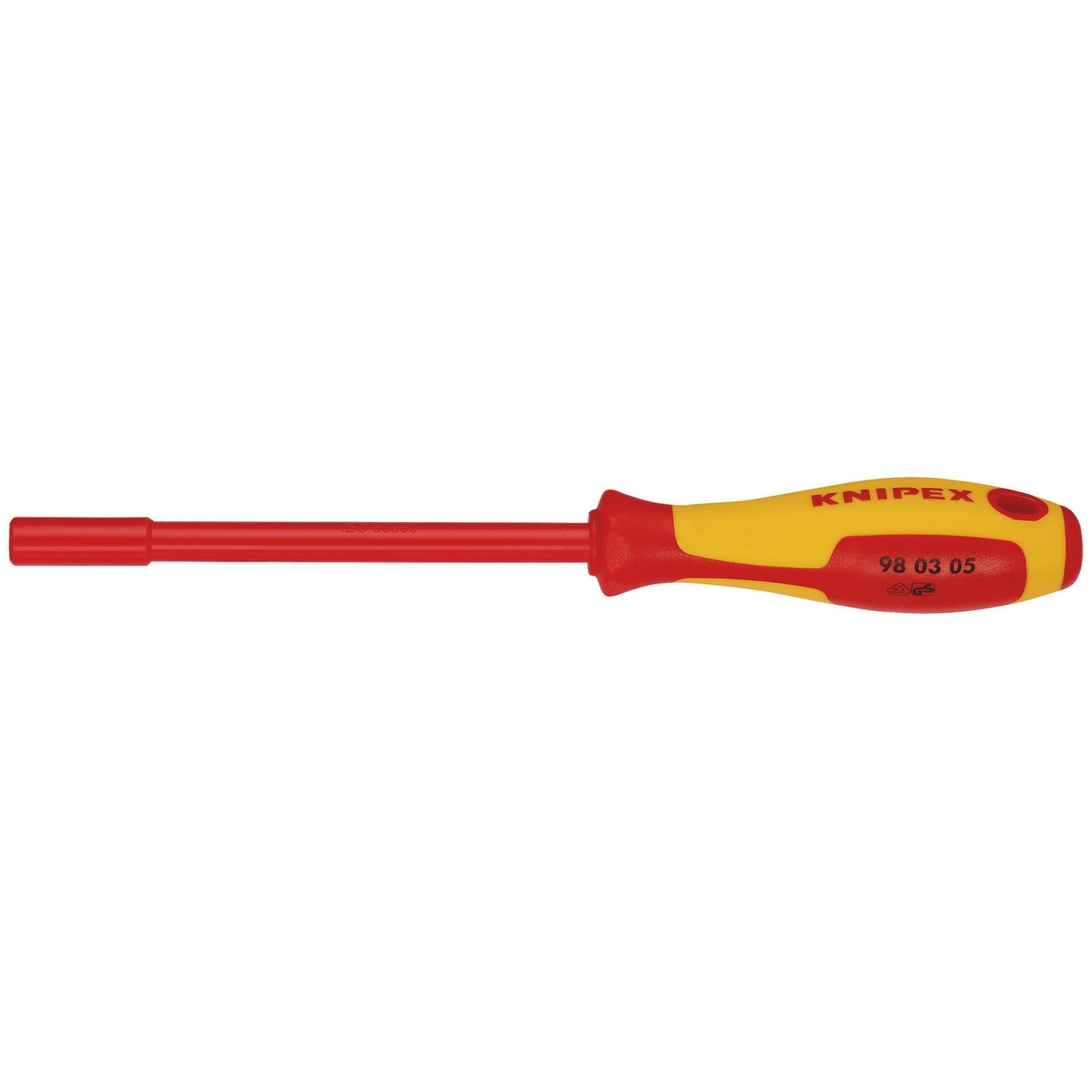 KNIPEX 98 03 05 VDE Insulated Nut Driver, 5.0 x 125mm, Red and Yellow
