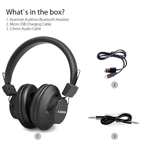 Avantree Audition Bluetooth 5.0 40 ore Cuffie wireless/cablate sopra l'orecchio con microfono per guardare la TV del computer, Cuffie stereo Hi-Fi extra comode e leggere per PC portatile - Grigio