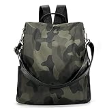 Waterproof Nylon Women Backpack Multipurpose Shoulder Hobo Handbags Antitheft School Travel Daypacks Backpacks Purse (Camo green)