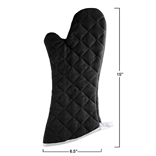 Oven Mitts, Set Of 2 Oversized Quilted Mittens, Flame And Heat Resistant By Lavish Home (Black) #TOP4