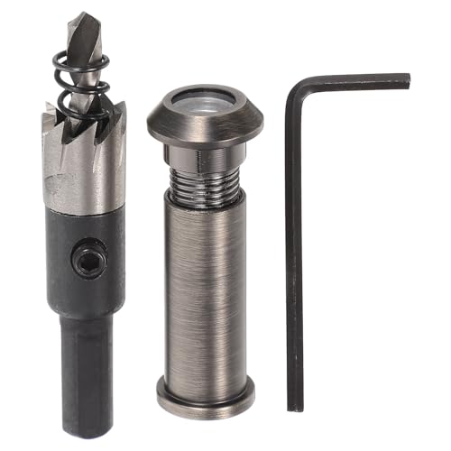 Toddmomy 1 set mirilla metálica de ángulo amplio con cubierta y herramienta de taladro 12mm, visor de puerta de seguridad para apartamento o entrada de casa, kit de mirilla para mayor privacidad 1.38-2.36'' (marrón claro)